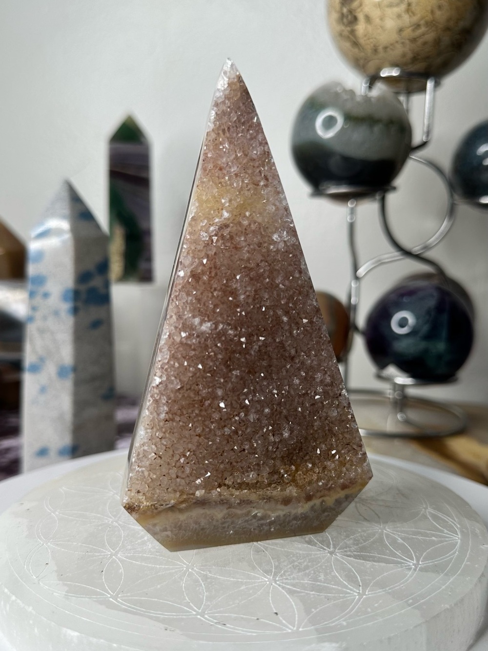 Druzy Diamond Agate Tower from Brazil DDA5